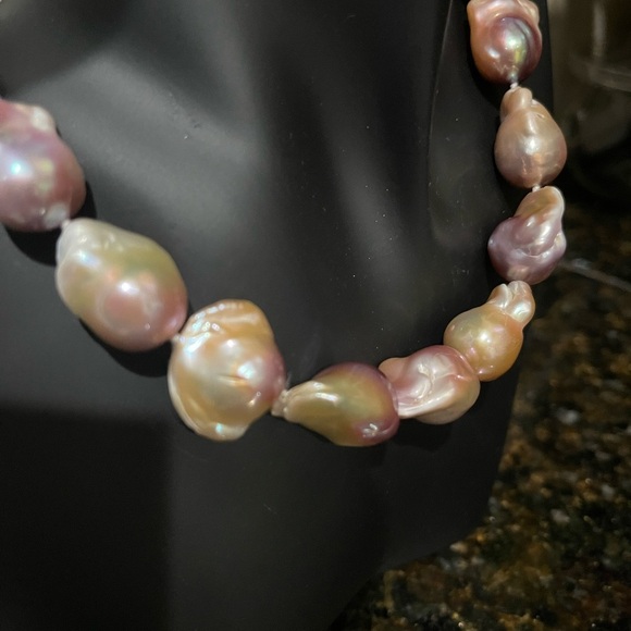 Irregular Genuine Natural Large Baroque FreshWater Pearl Choker Chunky 16” - Picture 3 of 11